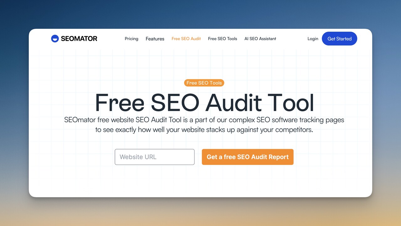 SEOmator kostenloses SEO-Audit-Tool zeigt Website-Analyseergebnisse