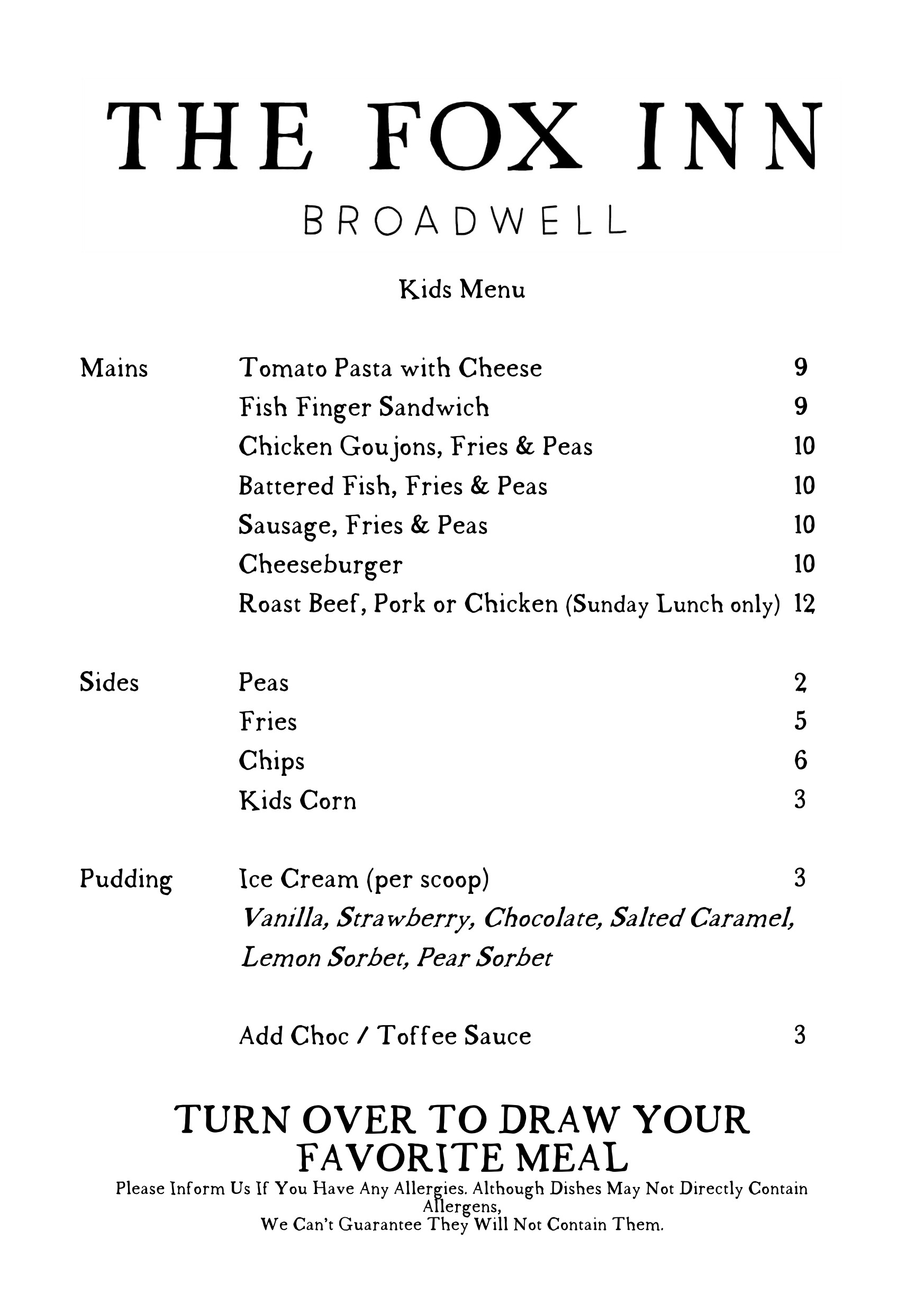 Kids Menu