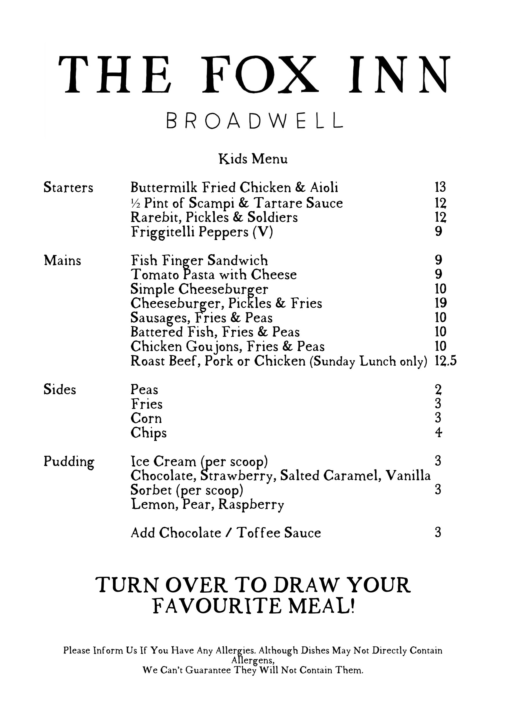 Kids Menu