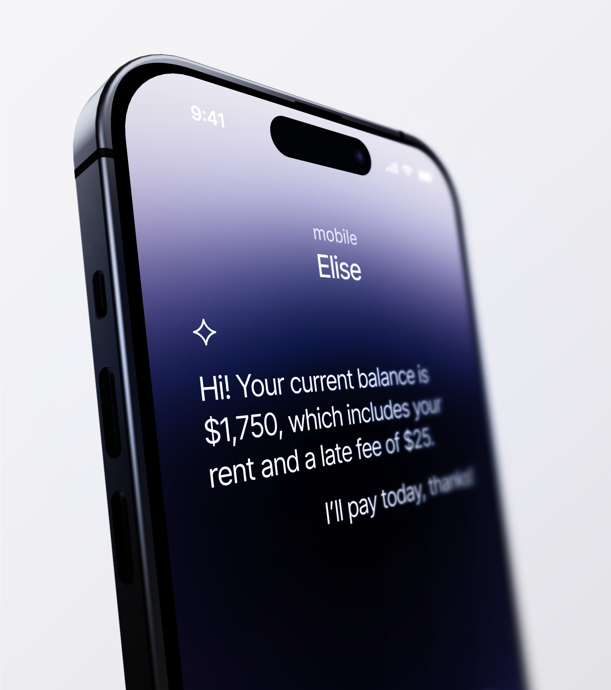 Image of phone with a message from EliseAI stating balance of caller.