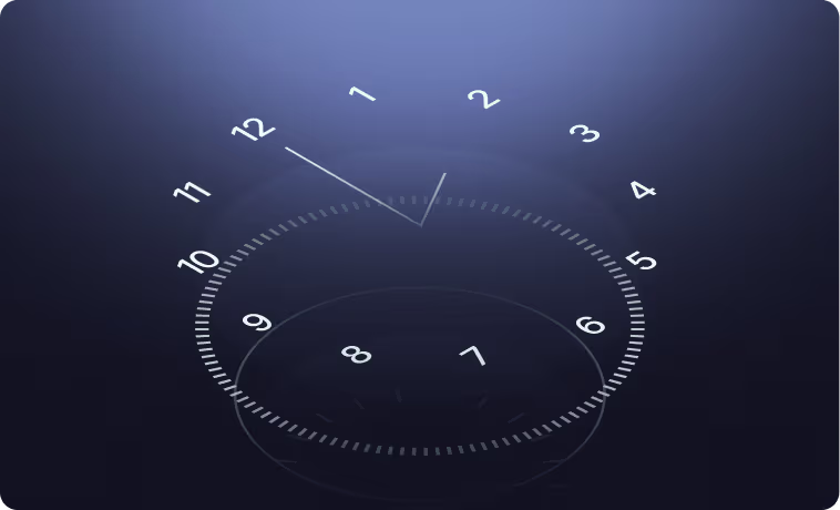 Navy blue clock with numbers