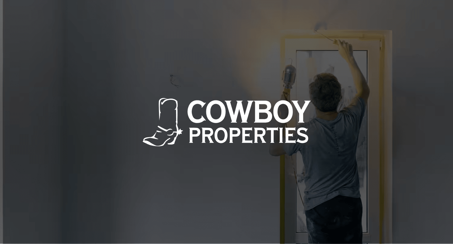 Image of everyday life in the office with a white logo on top of the image