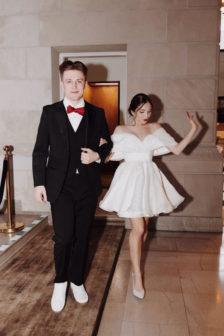 Bride and groom entering the dance floor at their wedding