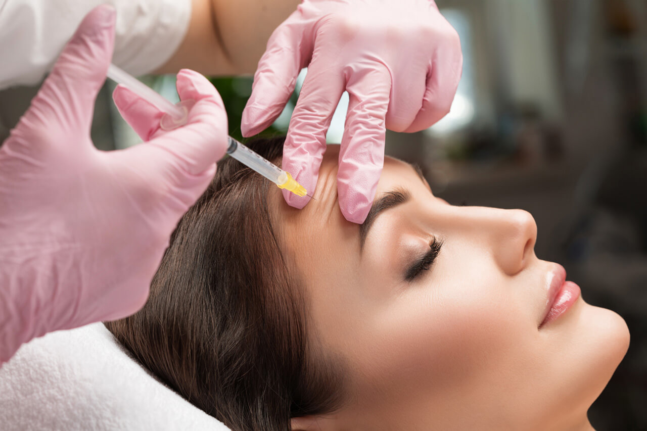 Injection to soften forehead lines
