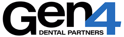 Gen4 Dental Partners logo with 'Gen' in black and a large blue '4'.