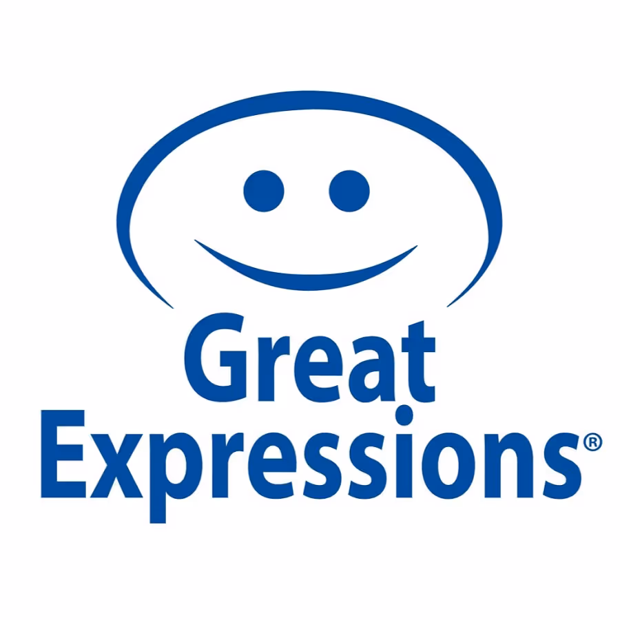 Great Expressions logo featuring a stylized smiling face over the words Great Expressions in blue.