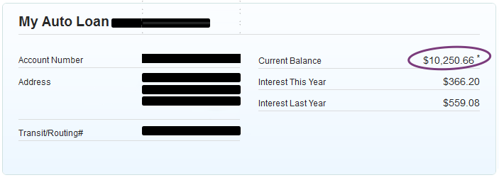 This is how much I actually owe on my Honda...