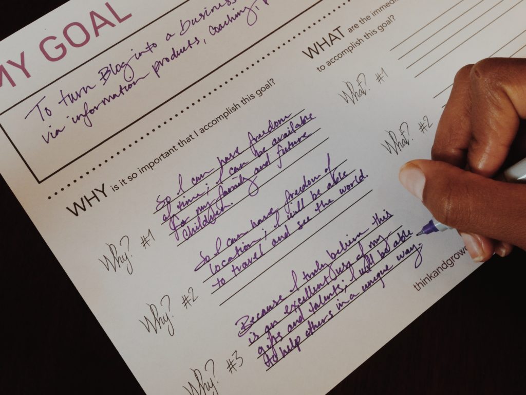 know your why goal setting worksheet