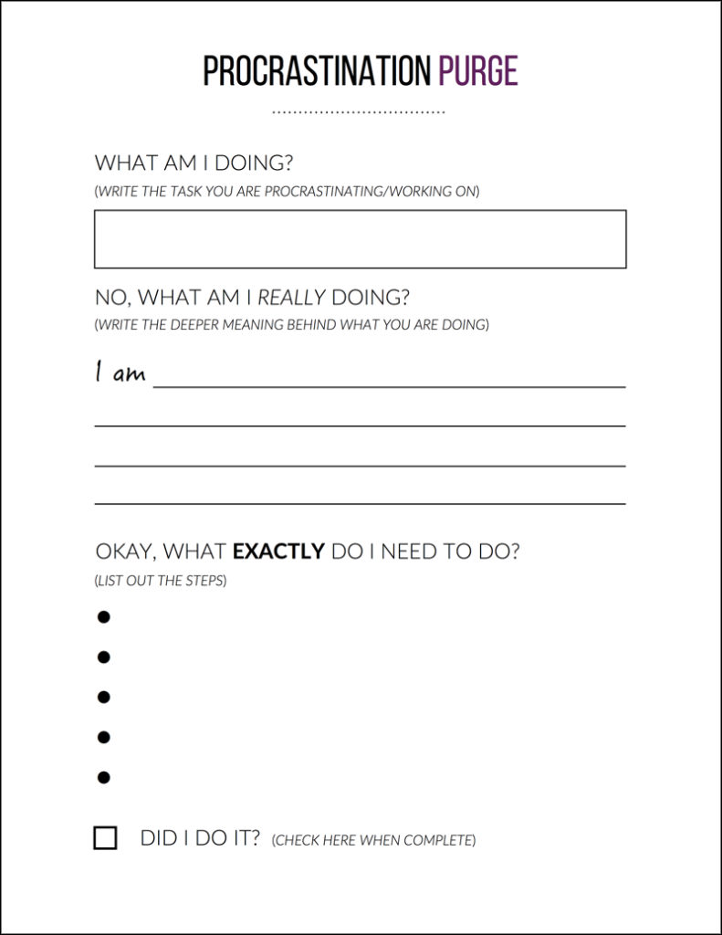 Procrastination Purge Worksheet