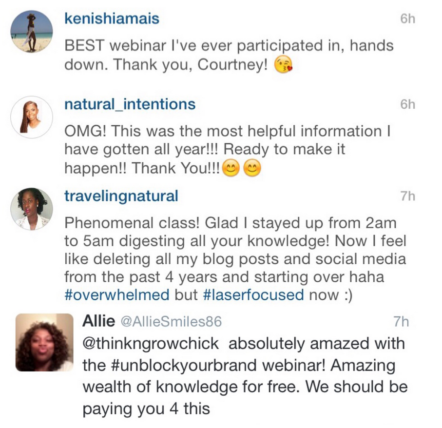 webinar testimonials