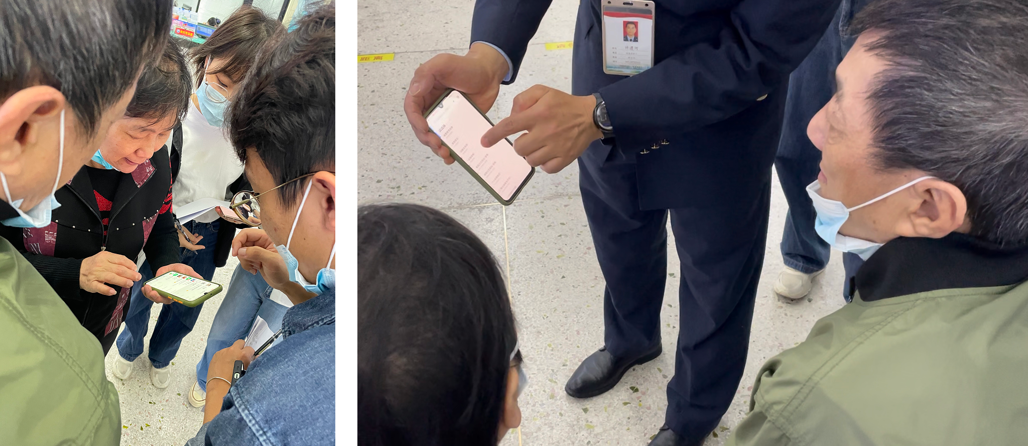 Frontline staff guiding older users through the digital service at a government hall