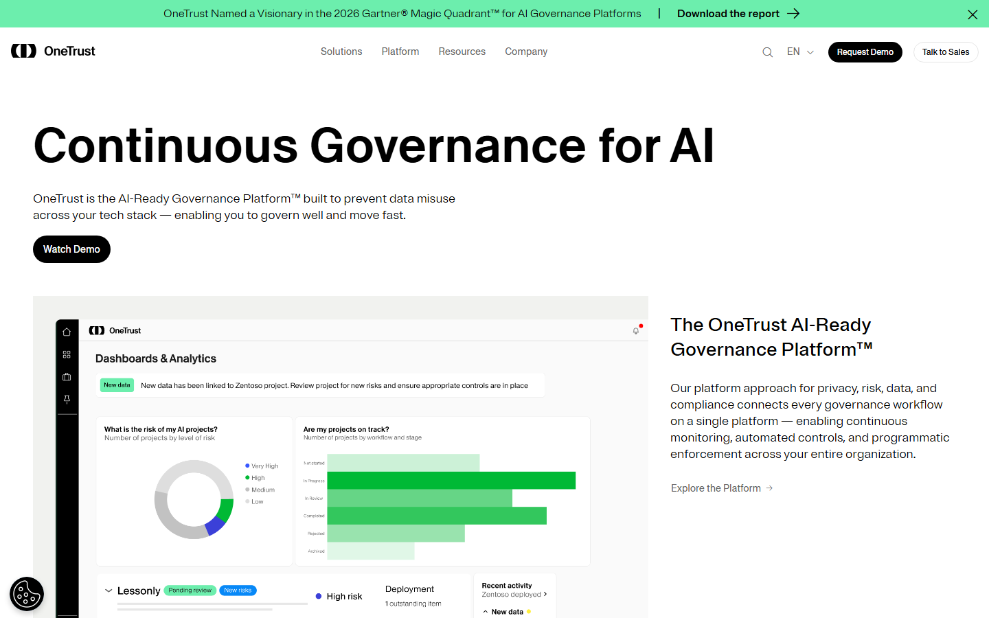 Source: OneTrust website homepage (onetrust.com, captured August 2026)