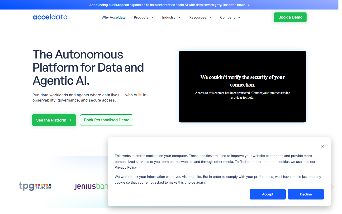 Source: Acceldata website homepage (acceldata.io, captured August 2026)