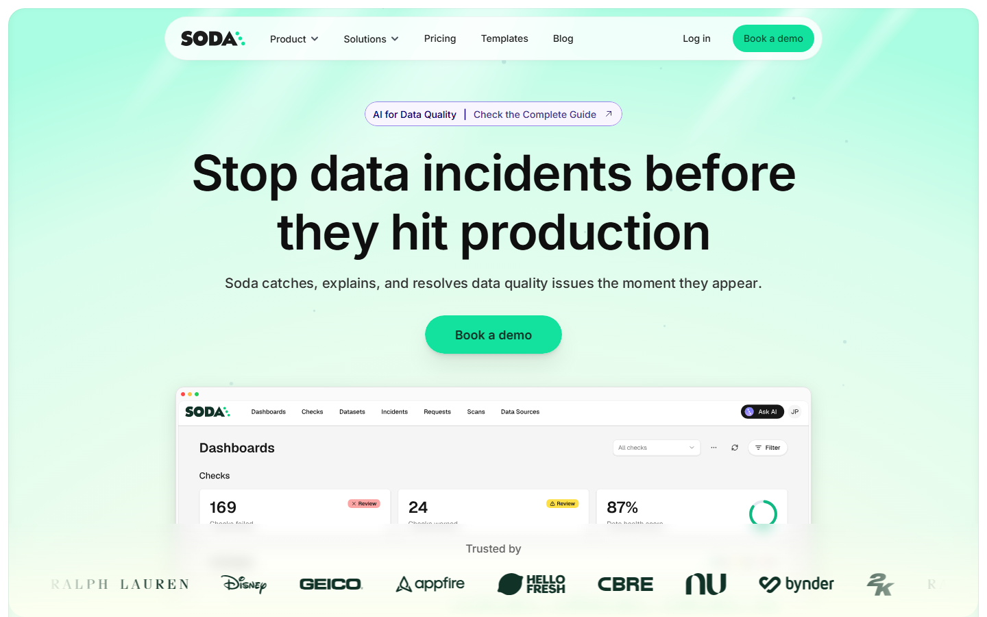 Source: Soda website homepage (soda.io, captured August 2026)