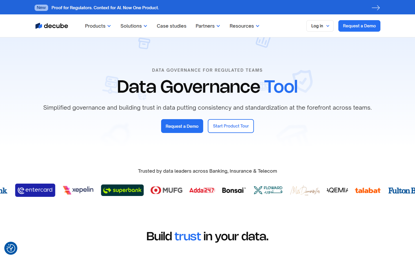 Source: Decube data governance page (decube.io/data-governance), captured August 2026