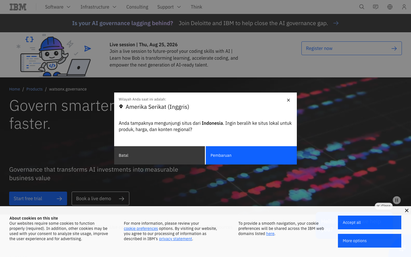 Source: IBM website homepage (ibm.com, captured August 2026).