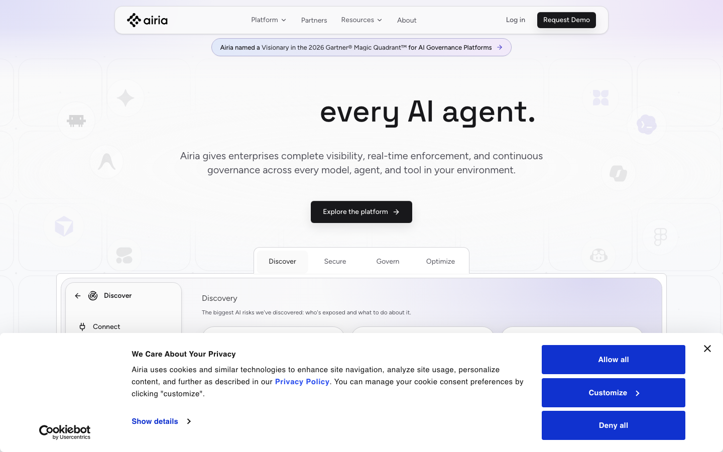 Source: Airia website homepage (airia.com, captured August 2026).