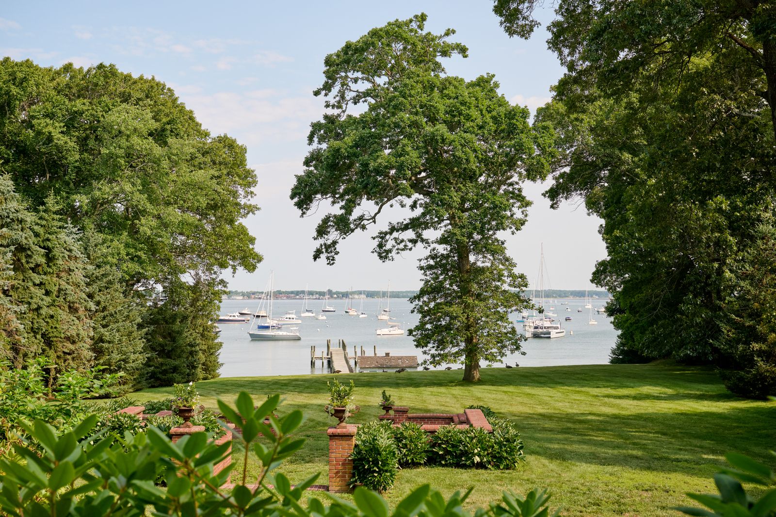 The waterfront grounds of the John Chamberlain Estate on Shelter Island.