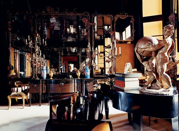 Claude Lalanne mirrors installed in the Salon de Musique of Yves Saint Laurent and Pierre Bergé at 55 rue de Babylone