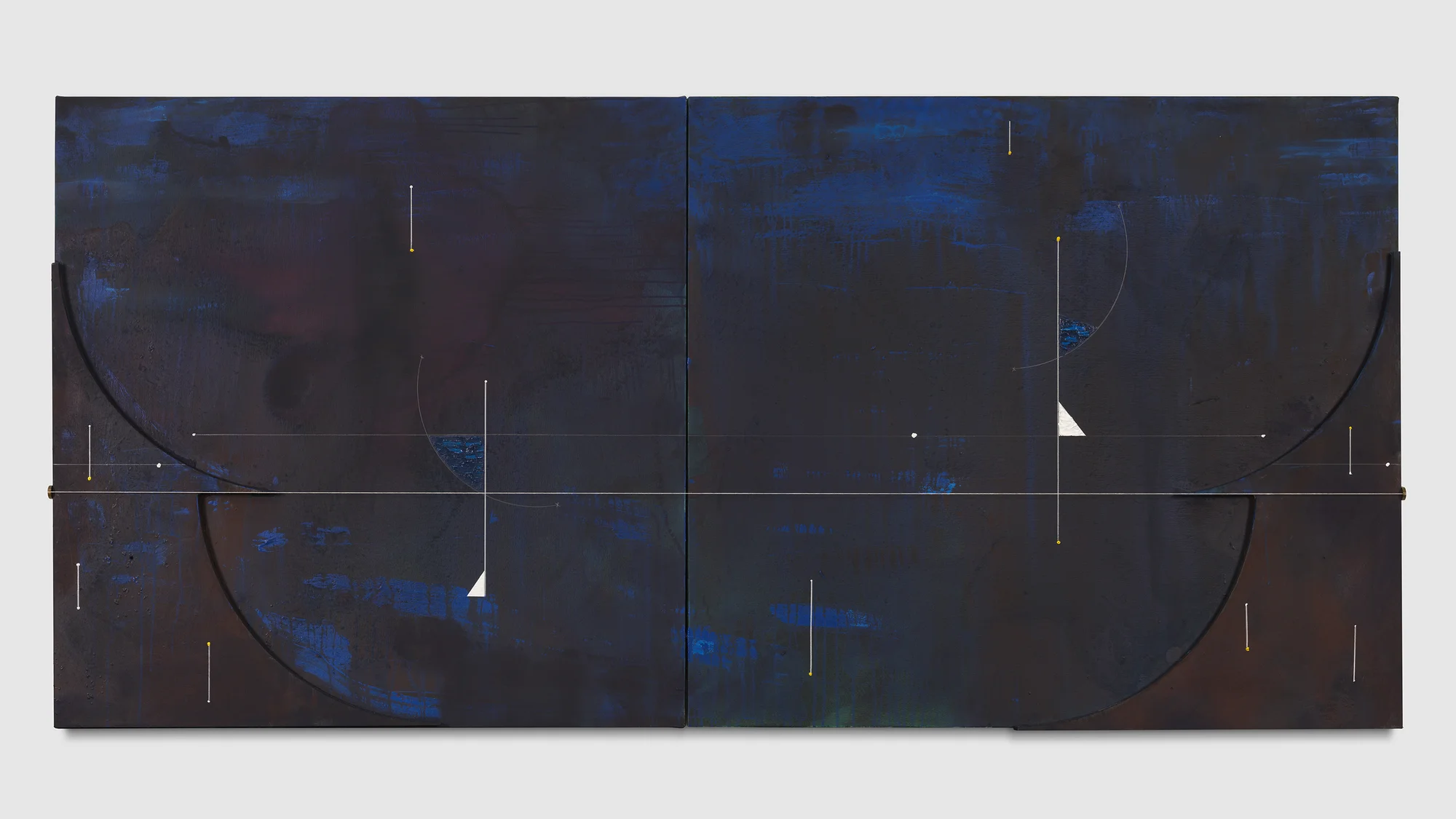 Torkwase Dyson, Interbeing Blue, 2026, a large dark blue abstract painting.