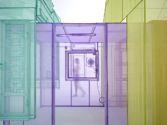 Do Ho Suh's translucent fabric architectural installation Nest/s, 2024.