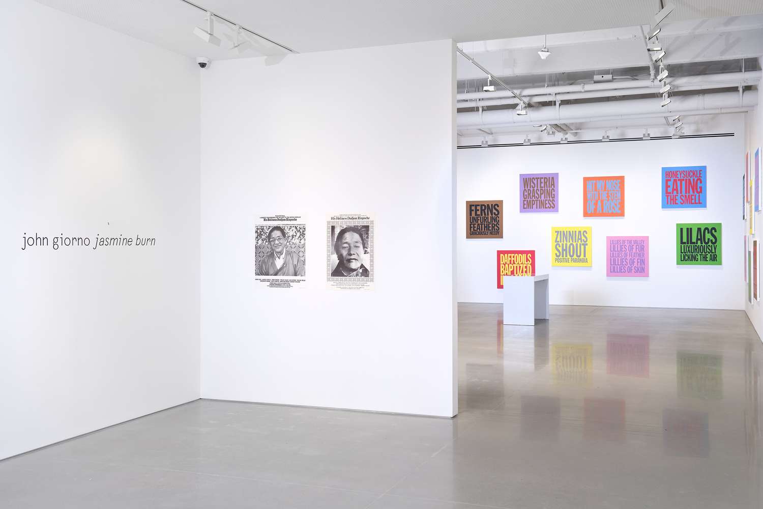 Installation view of John Giorno poem paintings at kurimanzutto New York in 2024