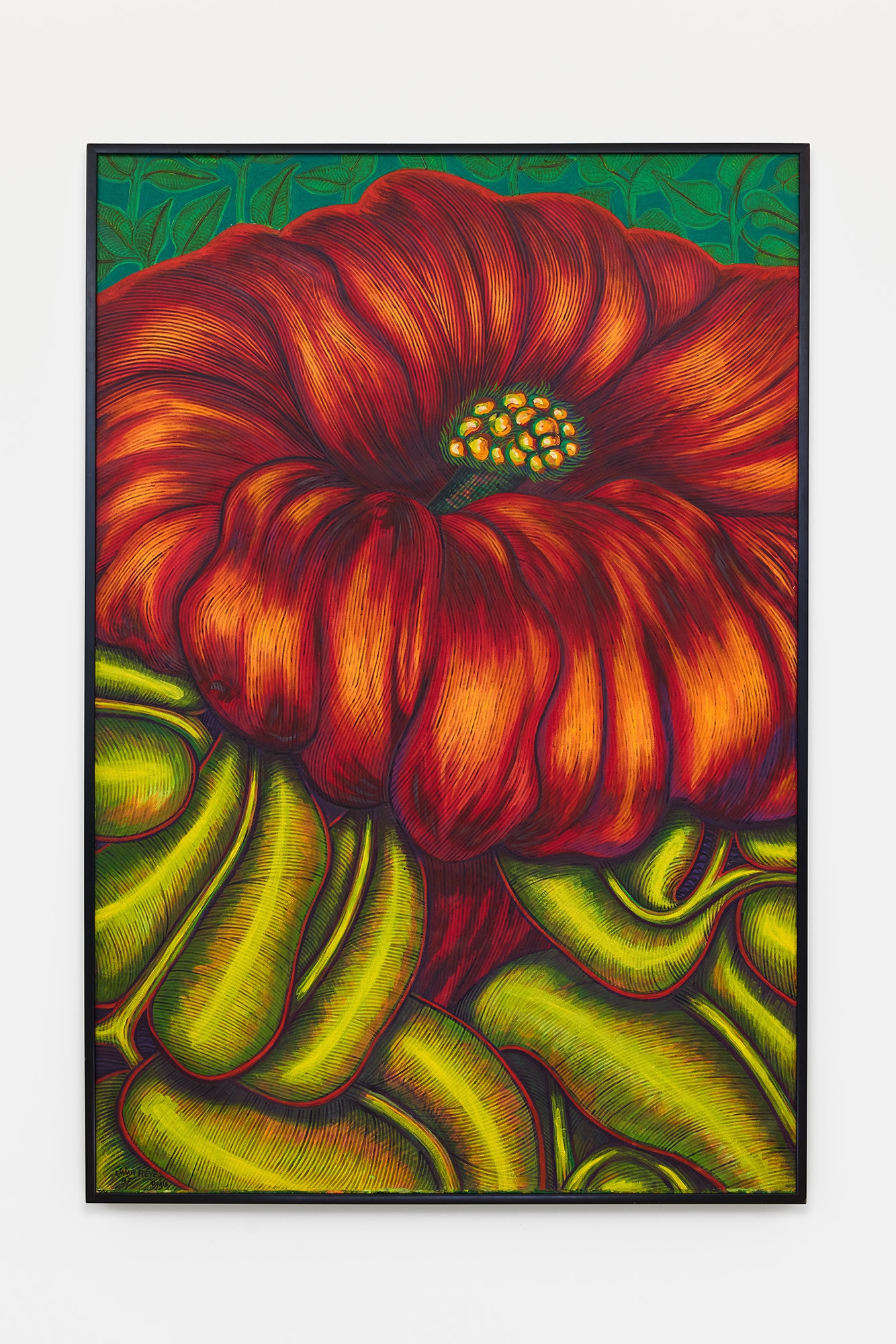Emma Reyes Untitled 1987 red flower painting
