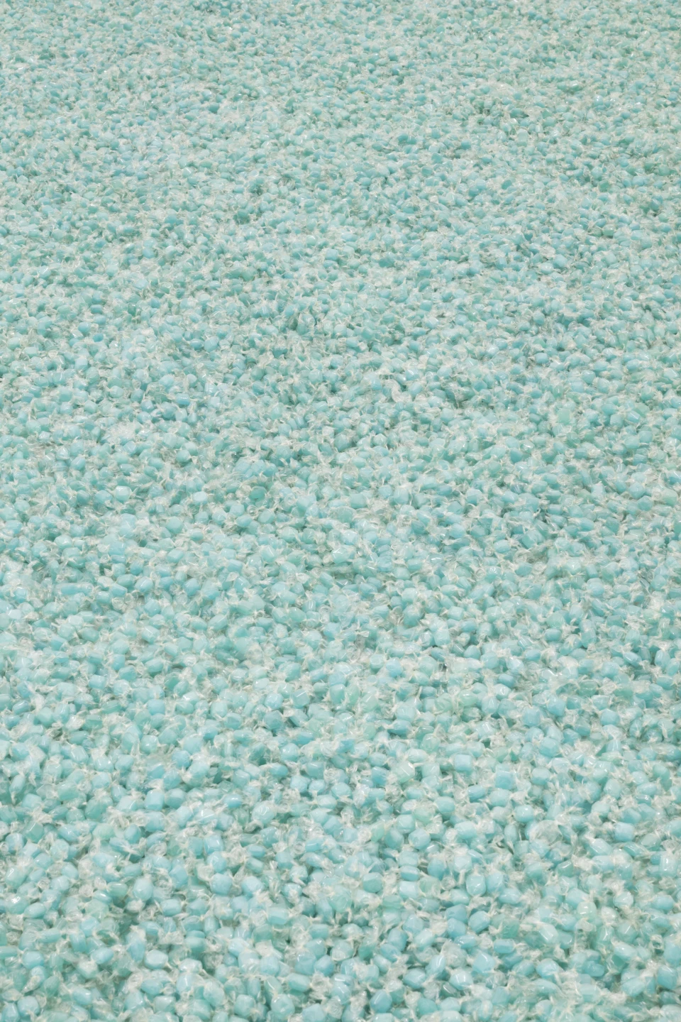 Close view of blue wrapped candies from Felix Gonzalez-Torres Untitled Revenge