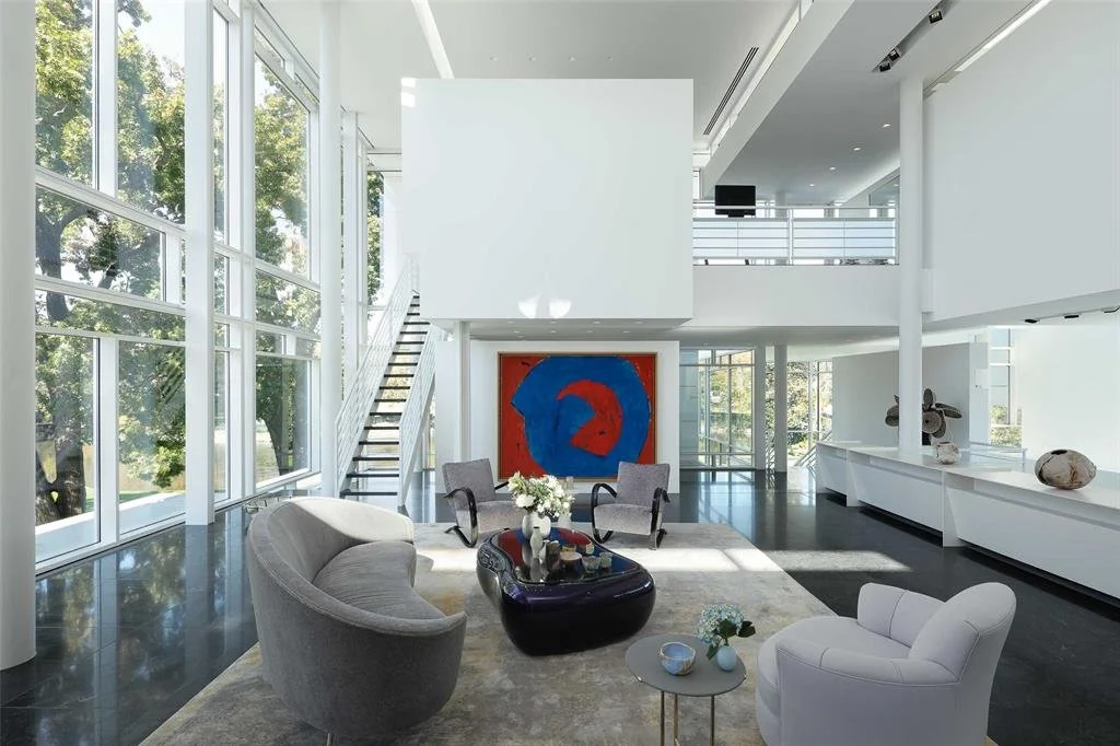 Rachofsky House interior living space with contemporary art