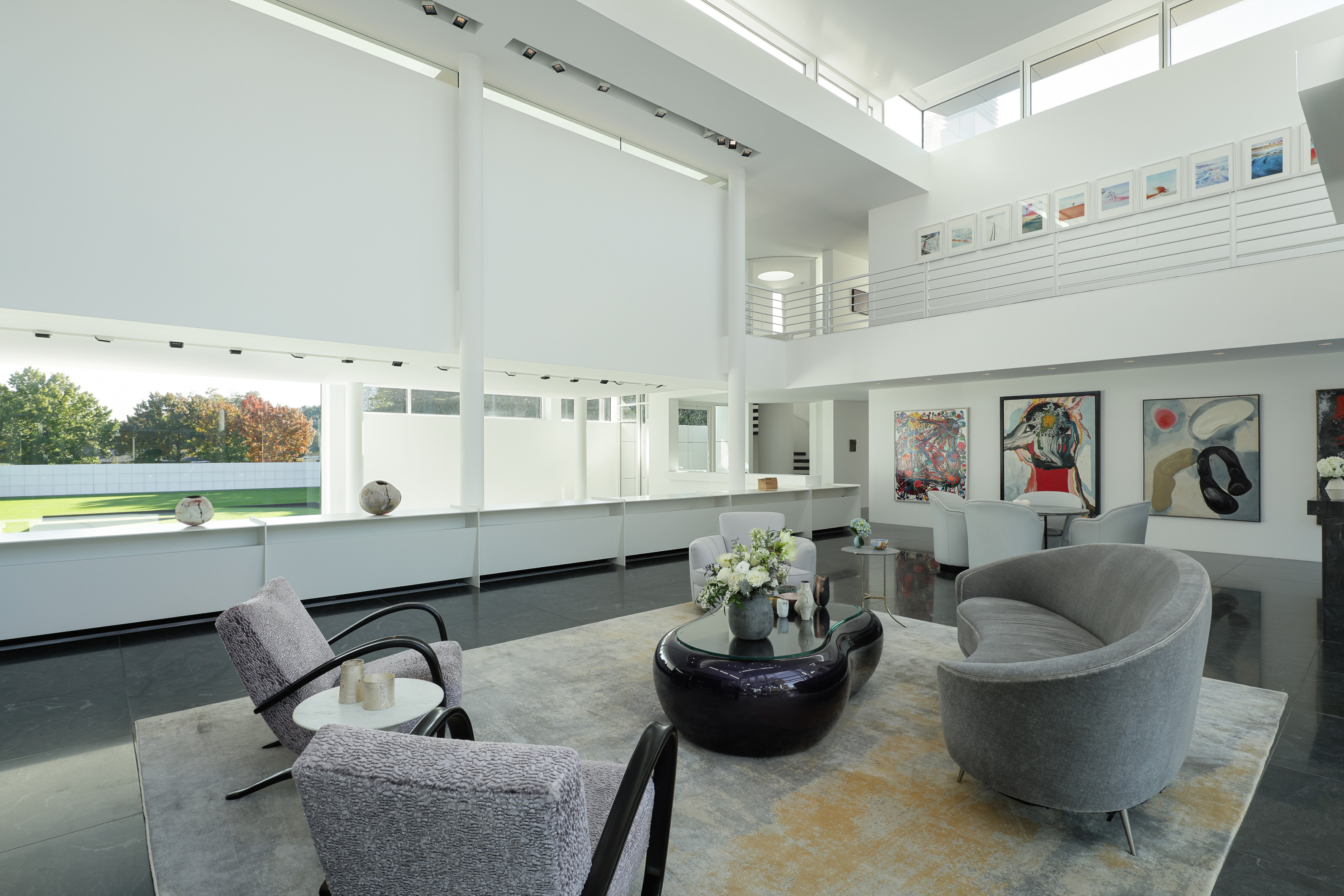 Formal living room in the Rachofsky House with contemporary art and furniture