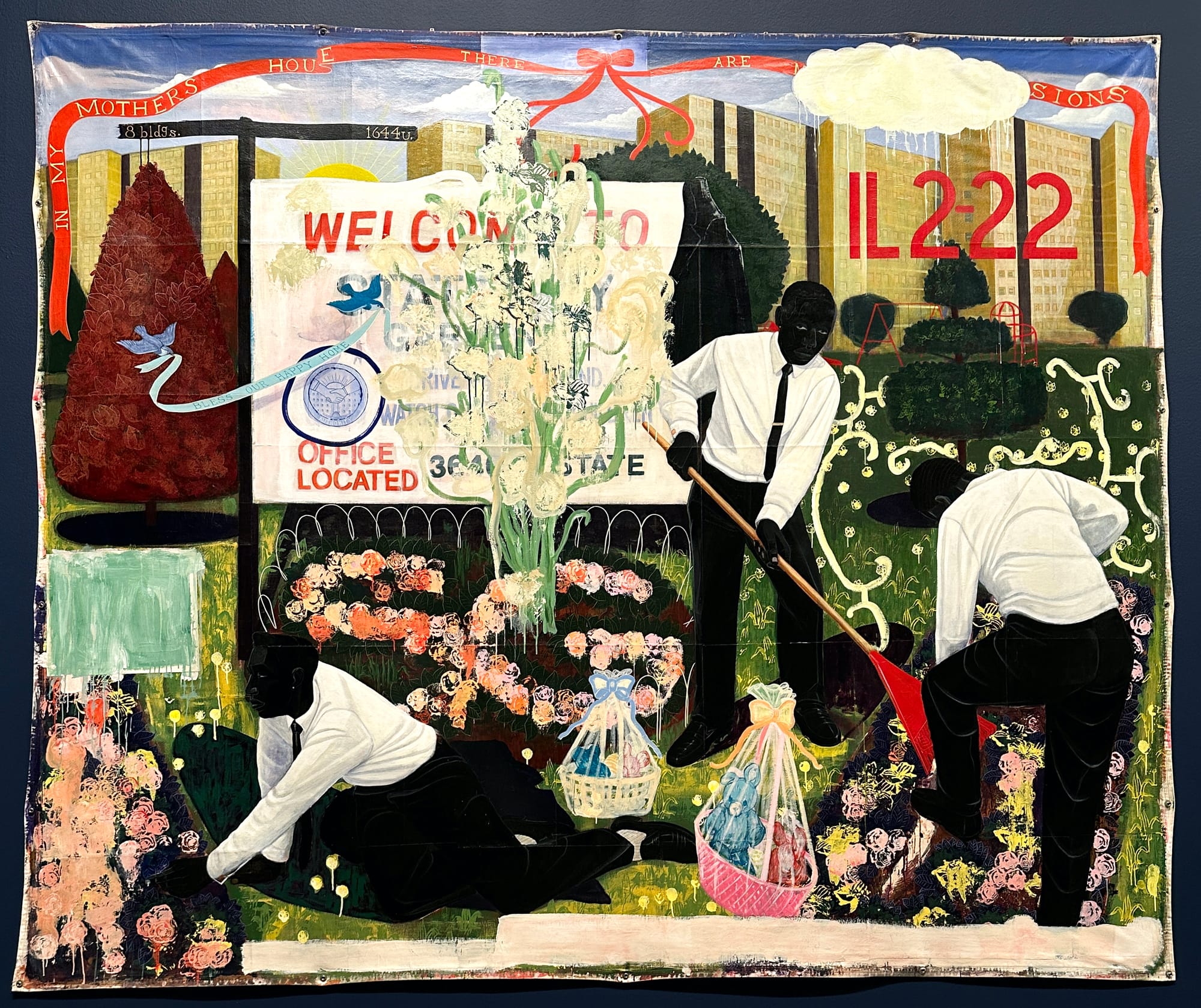 Kerry James Marshall Many Mansions public housing garden scene