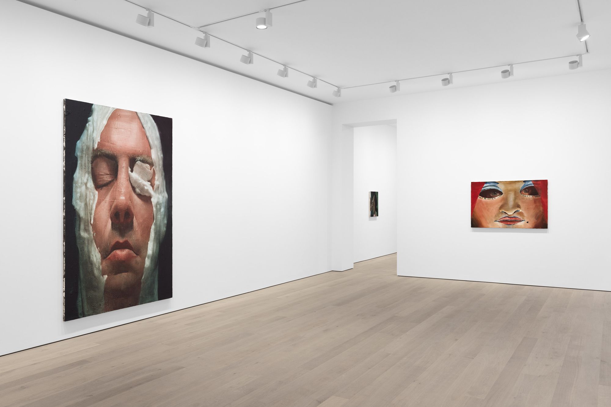 Joseph Yaeger Polygrapher installation view with face paintings