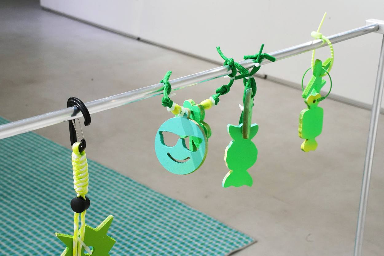 Yelin Lee (Yelin-ment), Chroma-Keyrings, 2026. Detail of installation.