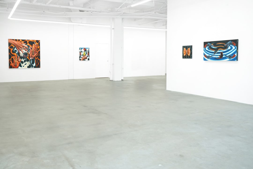Installation view of paintings by Madeline Brice
