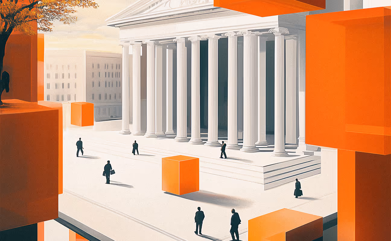 People standing outside of a government building