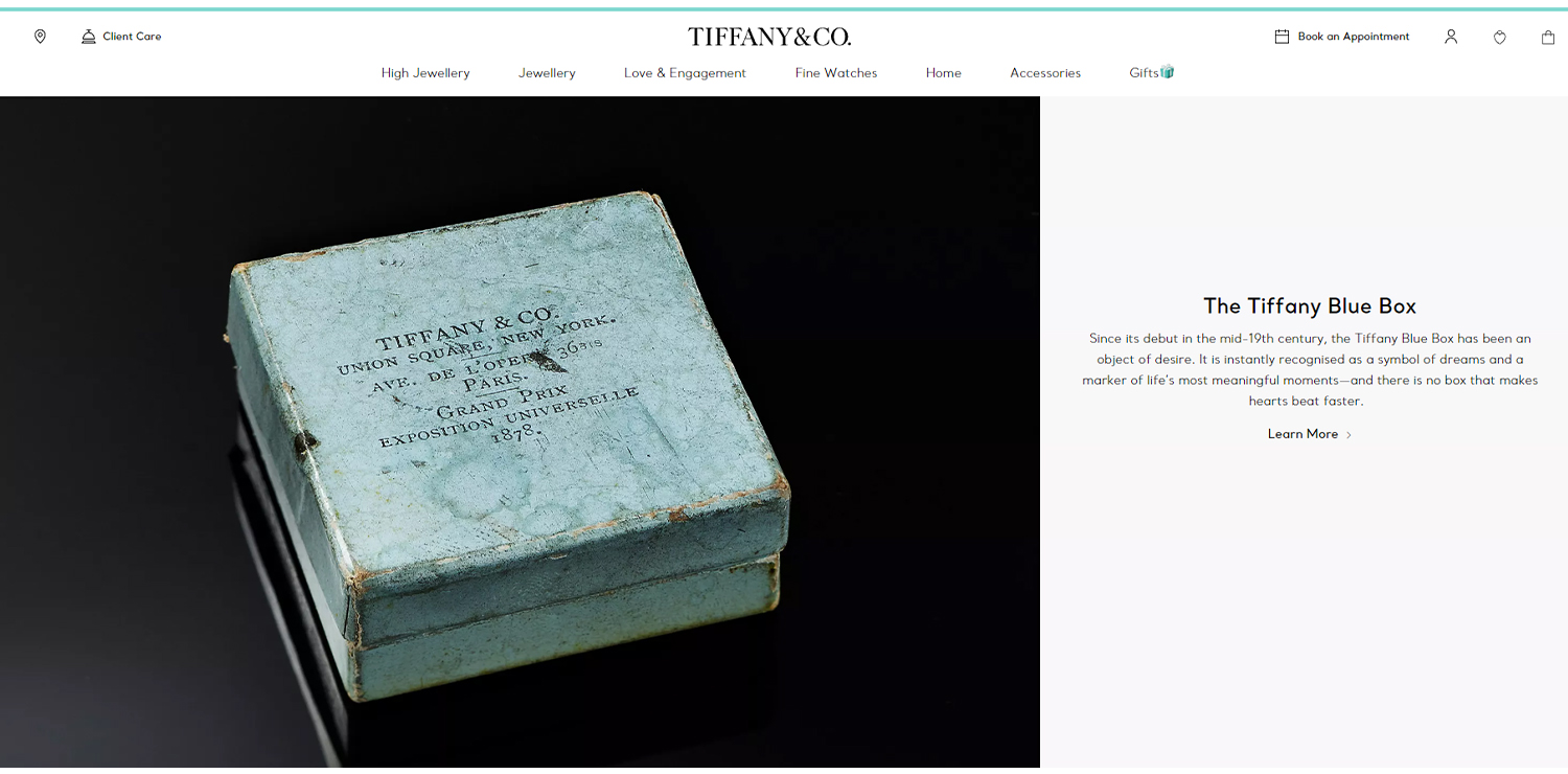 The trademarked colour Tiffany Blue is a iconic piece of Tiffany & Co's branding strategy.