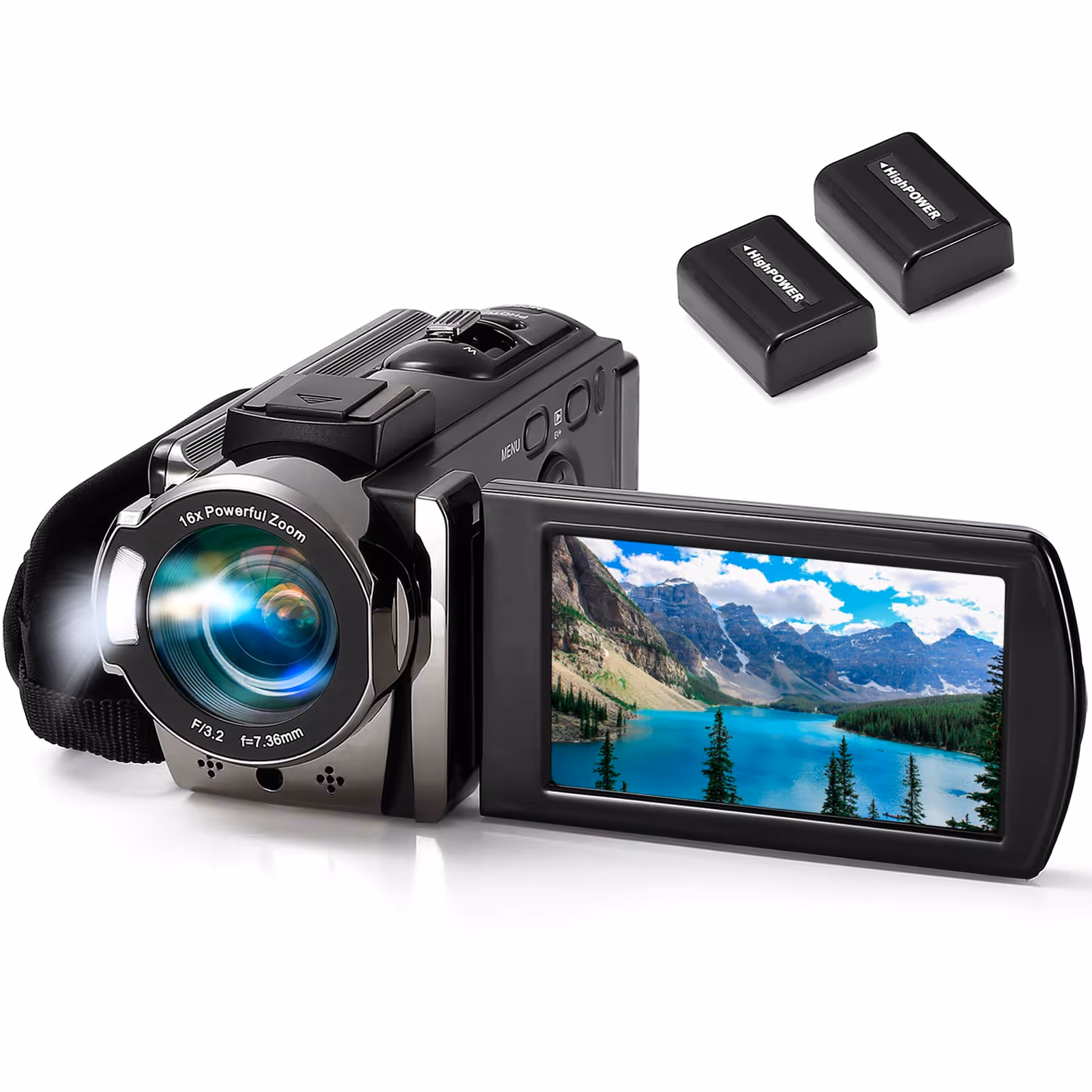 Kimire Video Camera Camcorder Digital Camera Recorder Full HD 1080P 15FPS 24MP 3.0 Inch 270 Degree Rotation LCD 16X Digital Zoom Camcorder Camera with 2 Batteries(Black)