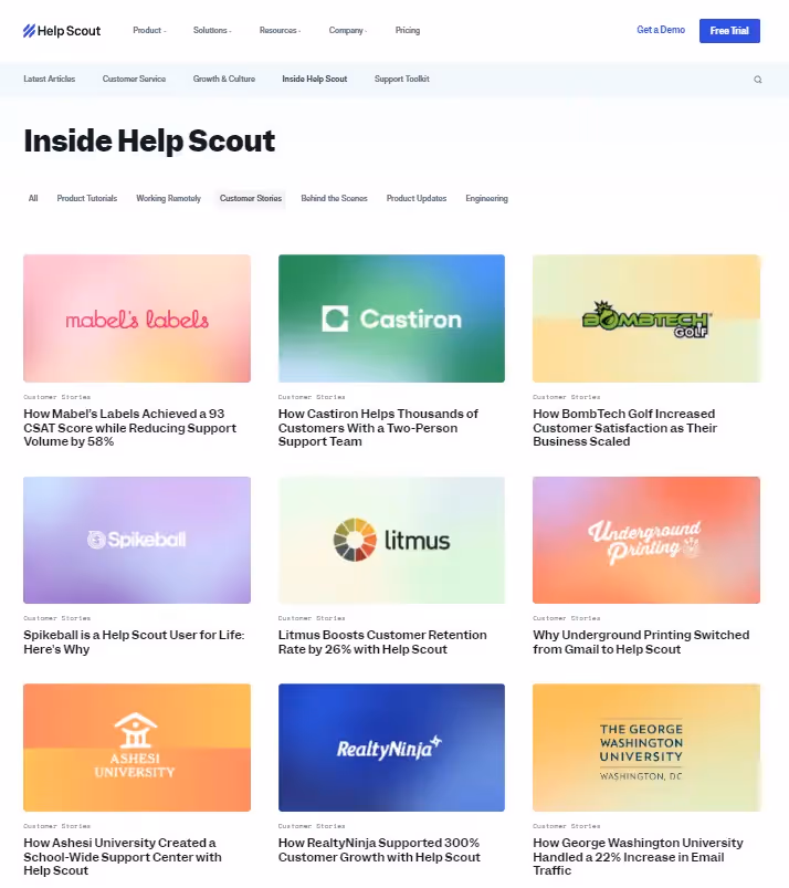 help scout customer stories page