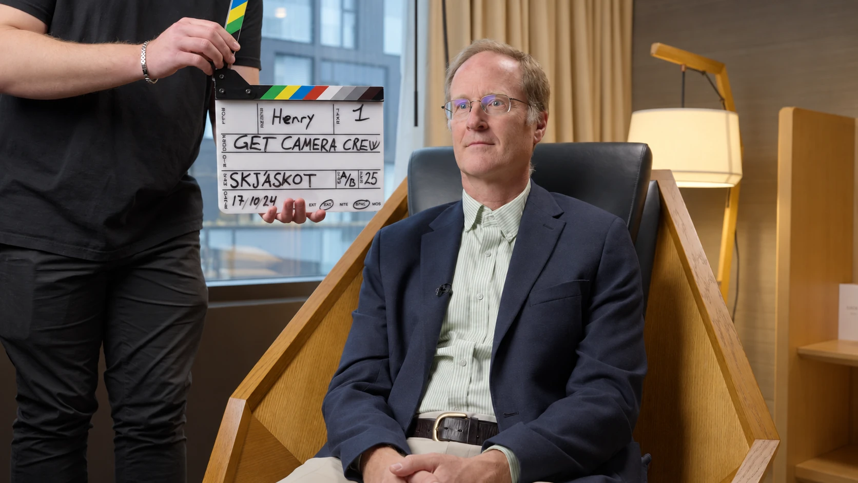 Behind the scenes of Ocean Conservancy's interview at the Edition Hotel during Arctic Circle Assembly in Reykjavik.
