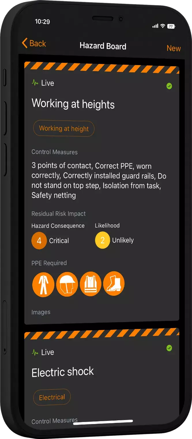 Hazard Board promo banner mobile phone screen left