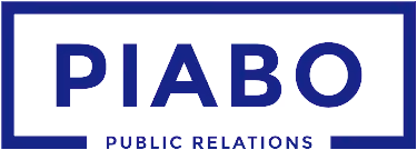 PIABO Public Relations logo with blue text and frame on white background