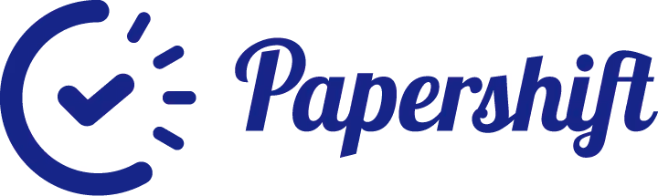 Papershift logo with stylized checkmark inside a circular shape
