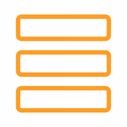 Three horizontal orange rounded rectangles stacked vertically on a white background, resembling a menu icon.