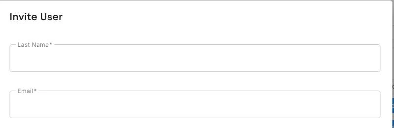 The Invite User form in DonorDock, where an administrator enters a new team member's name and email address and assigns their role.