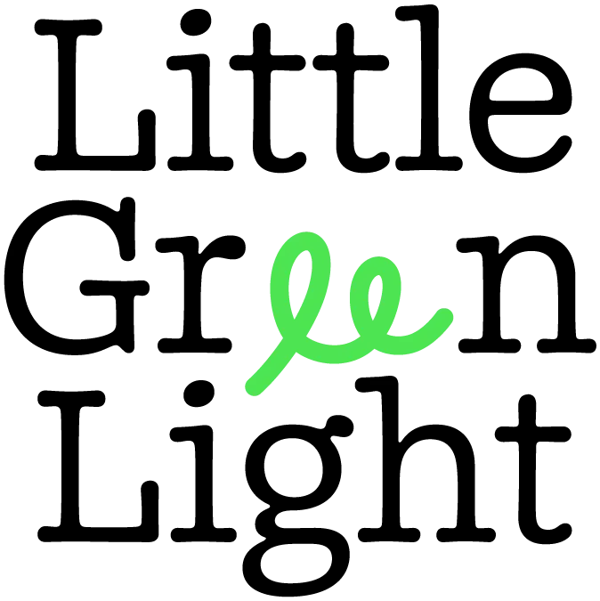 Little Green Light nonprofit CRM and donor management software logo. The words Little Green Light in black, but the two Es are green and look like the wires inside a lightbulb.