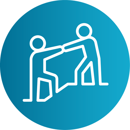 A blue icon representing being present and compassionate in all seasons our community will face. 