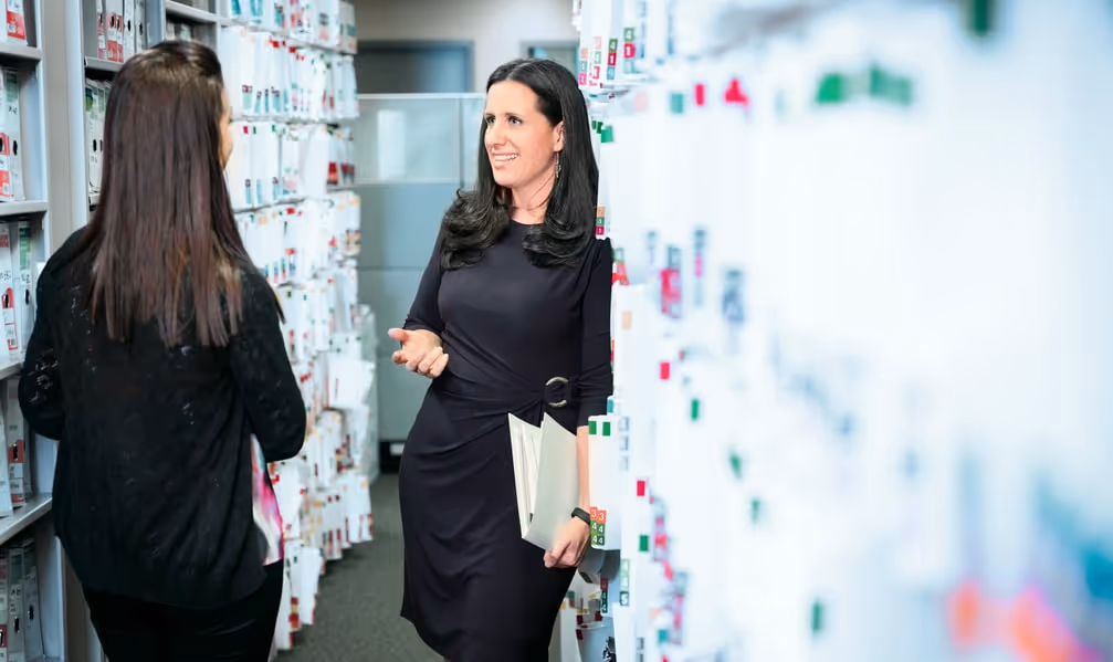 two women talking