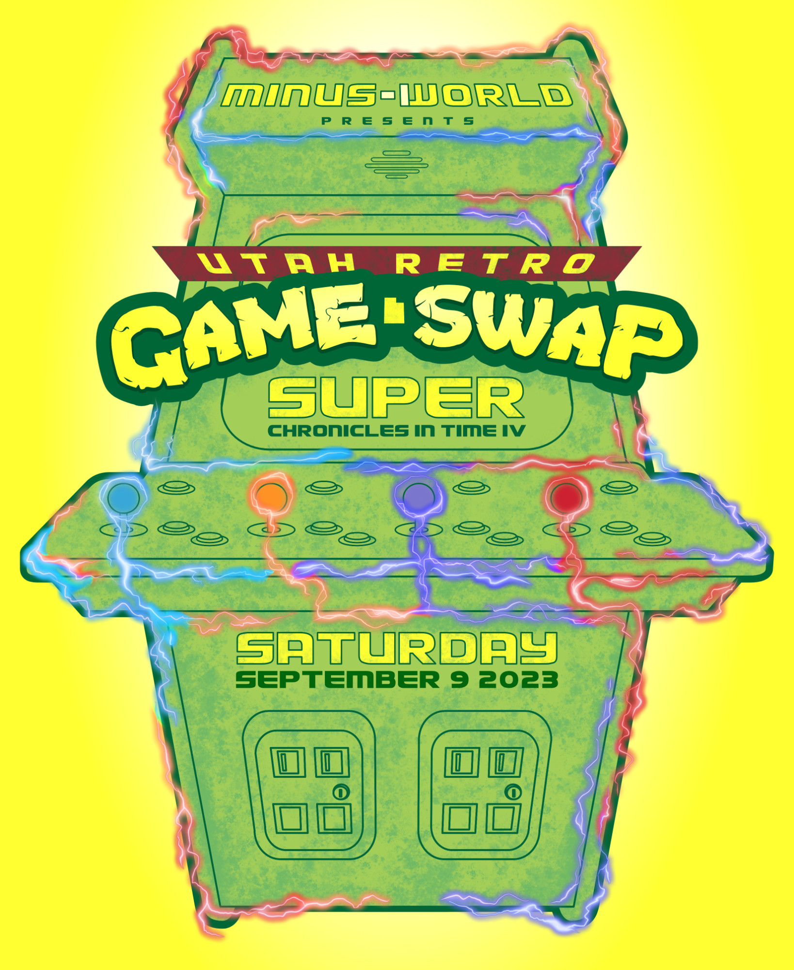 Minus World Utah Retro Game Swap branding