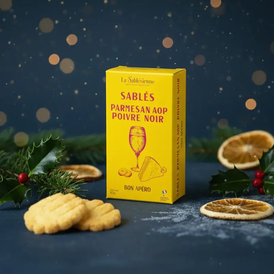 Biscuits sablés parmesan AOP poivre noir