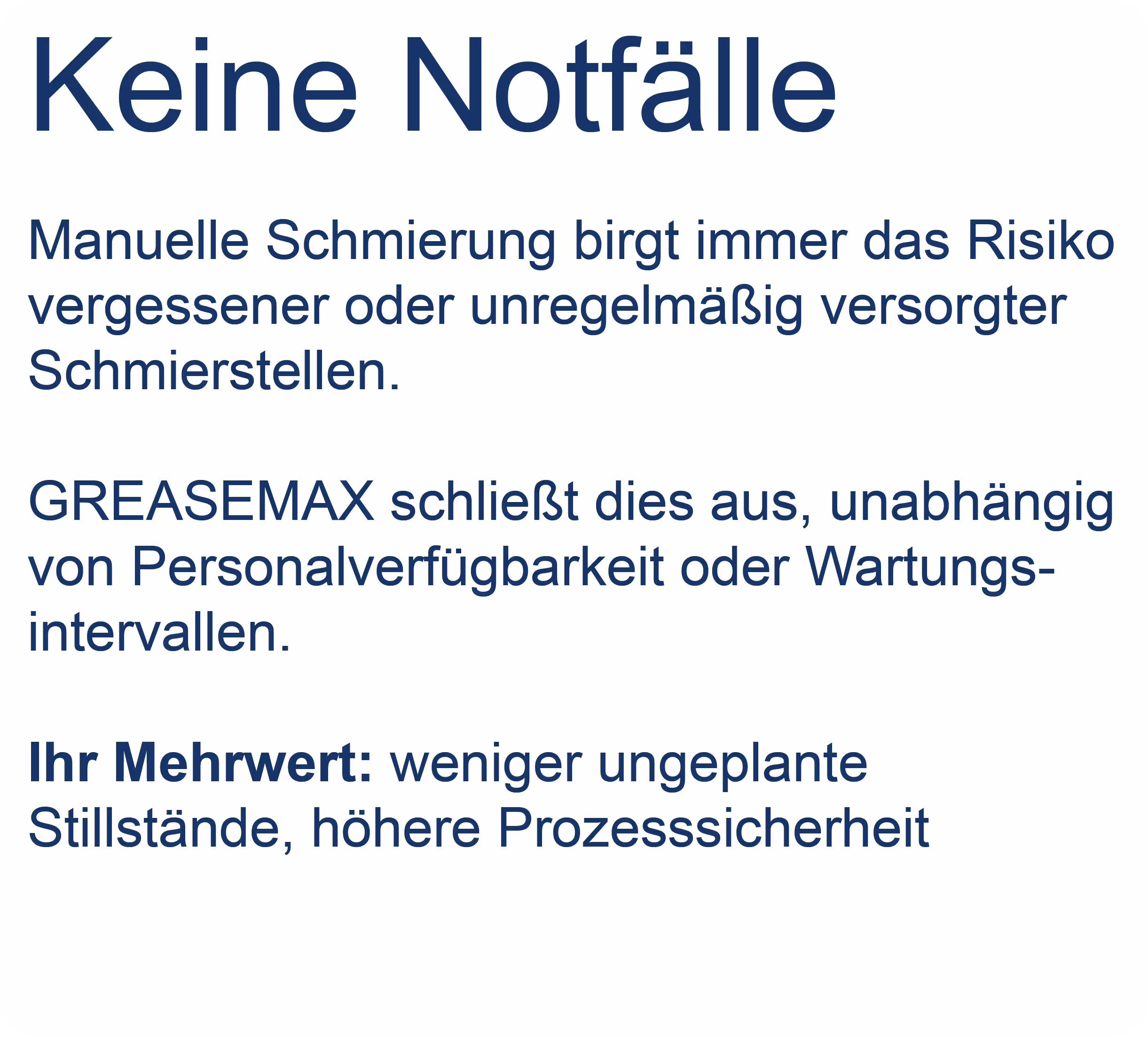 Icon für ausfallsicheren Betrieb zeigt, dass der automatische Schmierstoffgeber GREASEMAX® das Risiko vergessener Schmierstellen eliminiert